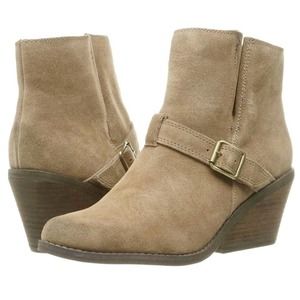 Very Volatile Tan Suede Ankle Boots with Buckle